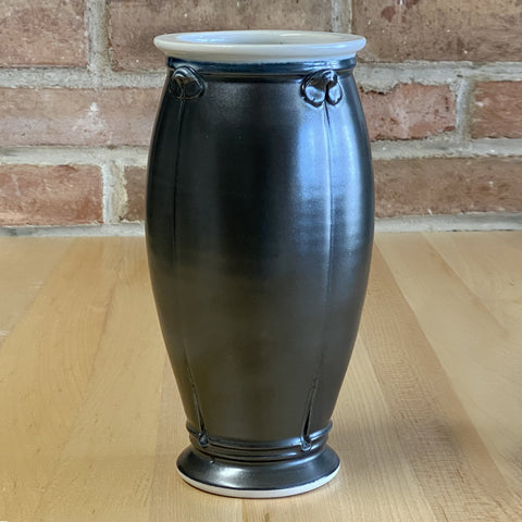 Large Vase in White | Black Glaze