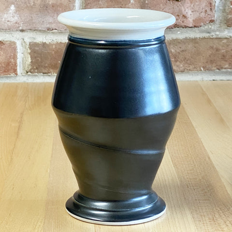 Small Vase in White | Black Glaze