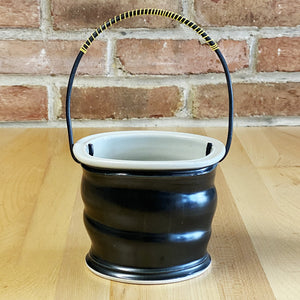 Large Basket in White | Black Glaze