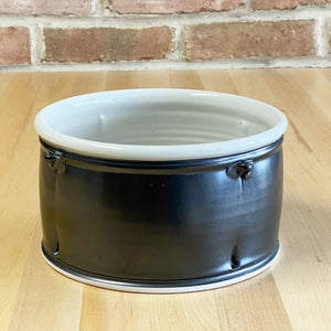 Straight-Sided Serving Bowl in White | Black Glaze