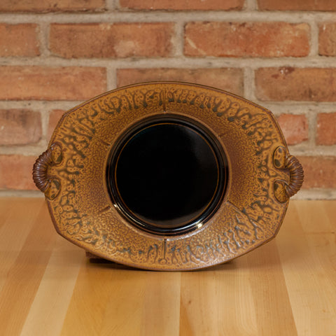 Royce Yoder - Rectangle Handled Plate in Brown Ash | Black Glaze